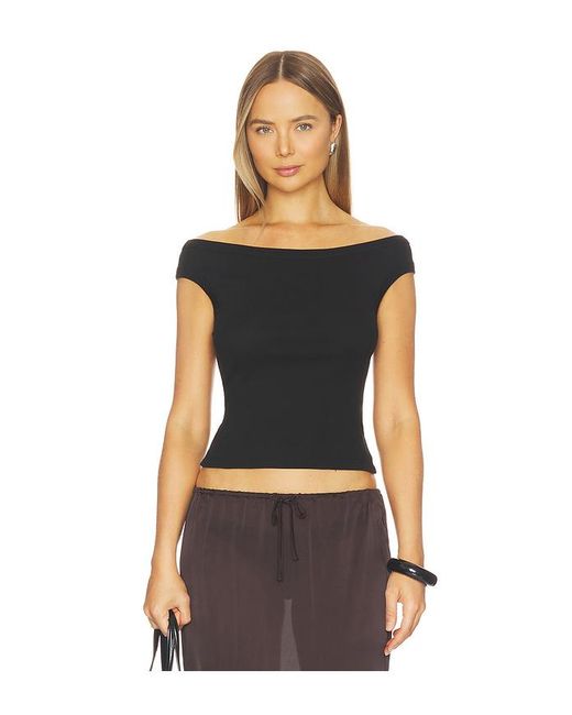 St. Agni Black Organic Cotton Off Shoulder Top