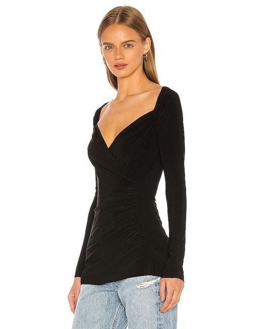 Norma Kamali Black Long Sleeve Sweetheart Blouse
