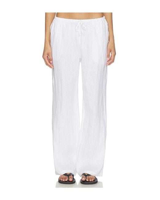 PERFECTWHITETEE White Lorana Linen Drawstring Pant