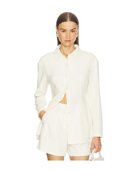 Theory White Sculpted Seam Shirt