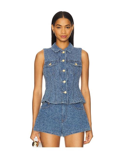 Ganni Fluffy Denim Fitted Top Blue