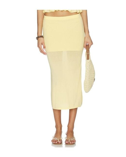 Lovers + Friends Natural Delia Knit Midi Skirt