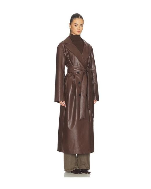 ALL THE WAYS Brown Carey Faux Leather Trench
