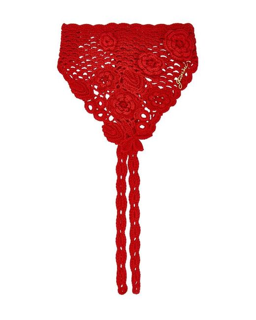 Ganni Red Crochet Head Scarf