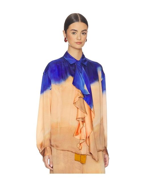 Ulla Johnson Blue Gesture Long Sleeve Silk Blouse
