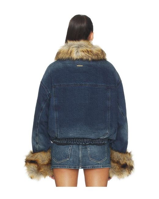 we11done Blue Faux Fur Denim Jacket