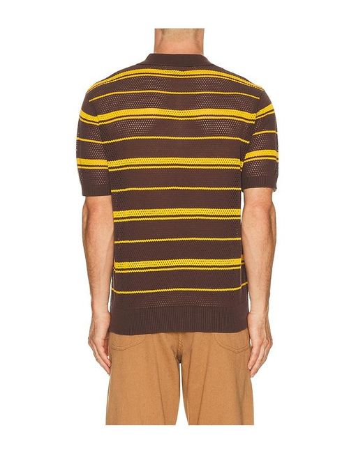 Mesh Polo Stripe En Color Marrón Talla (También En M, Xl) Beams Plus de hombre de color Orange