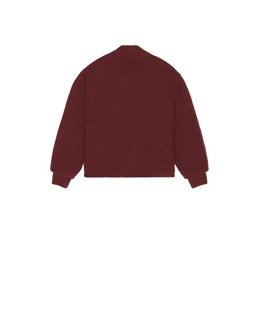 vowels Red Knitted Bomber Jacket for men