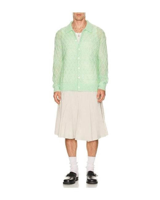 Feng Chen Wang Green Knitted Cardigan Sweater for men