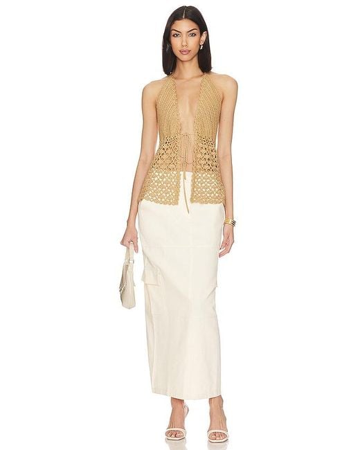 MORE TO COME Natural Alice Tie Front Top
