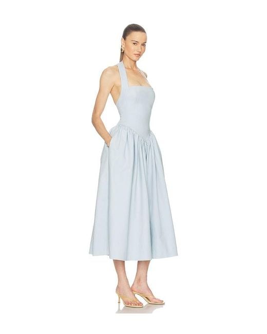 Helsa White Faille Halter Midi Dress
