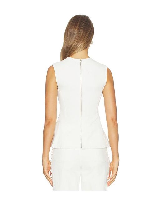 ROTATE BIRGER CHRISTENSEN White Peplum Denim Top