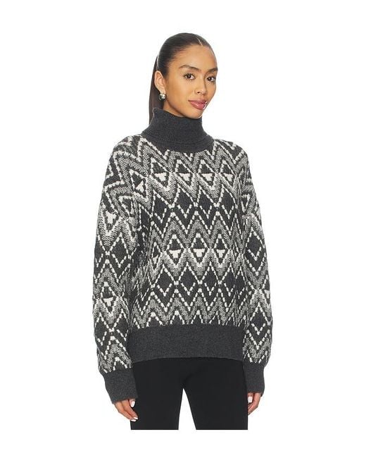 Varley Black Ida Relaxed Fairisle Rollneck Sweater