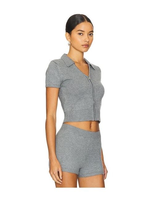 GUIZIO Blue Calesia Zip-Up Top