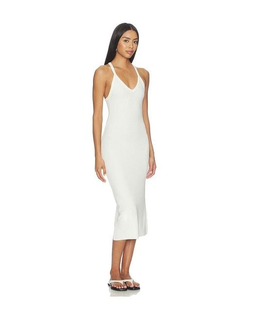 ÉTERNE White V-Neck Racerback Midi Dress