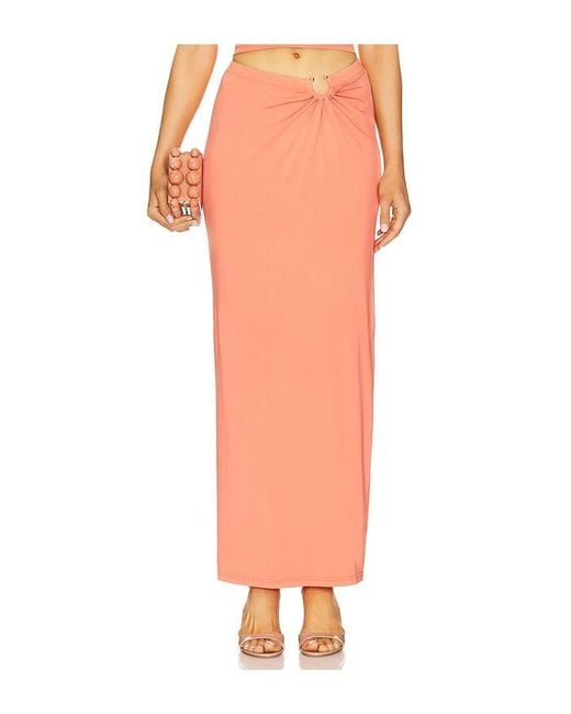 GOOD AMERICAN Orange Stretch Jersey Maxi Skirt