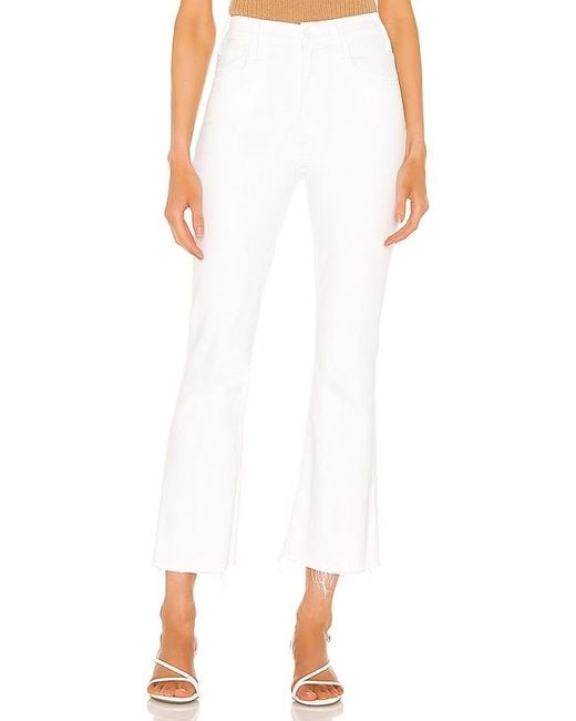 Mother White The Hustler Ankle Fray Jeans