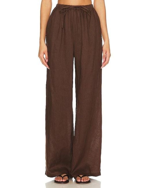 AEXAE Brown Linen Drawstring Trouser