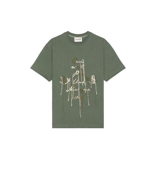 Pas Une Marque Green Hand Stitched Embroidery Ceci Tee for men