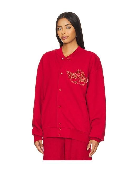 Red velour sweatshirt best sale