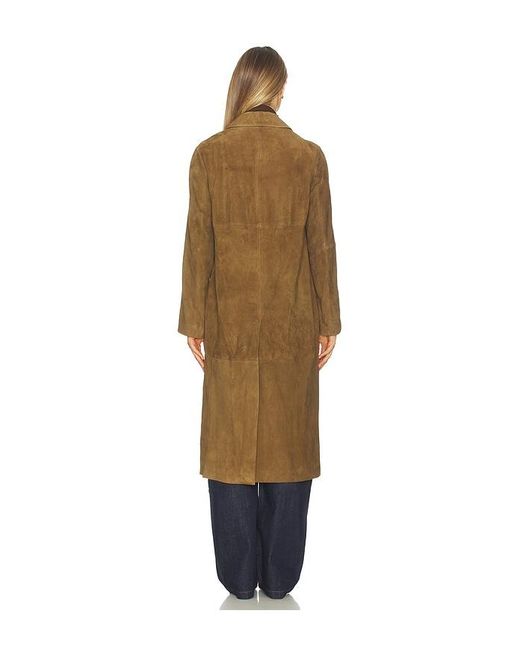 Vince Natural Suede Leather Long Coat