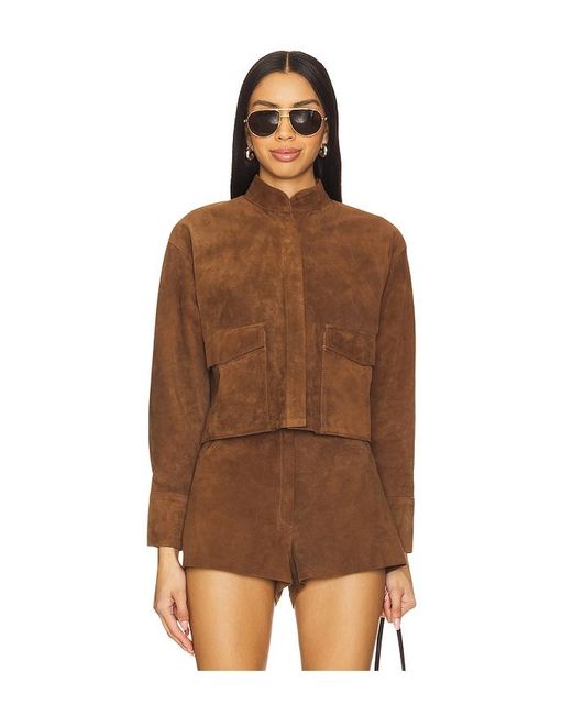 ZUT Brown X Revolve Cropped Hair-On Cowhide Leather Jacket