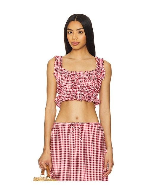 WeWoreWhat Red Ruffle Button Up Top