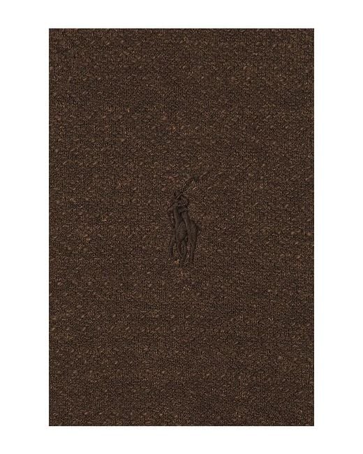 Polo Ralph Lauren Brown Short Sleeve Cotton Blend Textured Cardigan Sweater With Collar for men