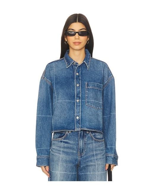 Alexander Wang Blue Cropped Button Down Shirt