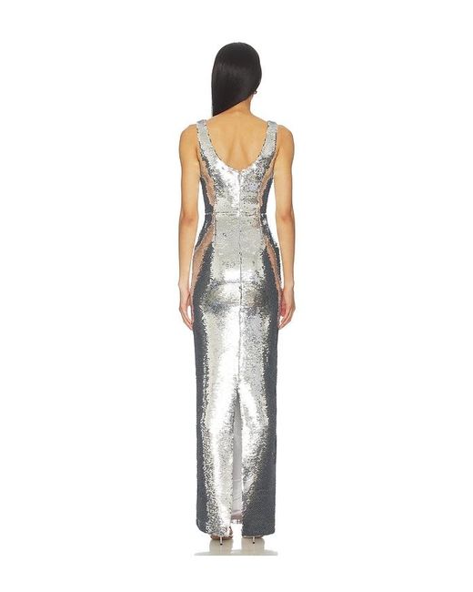 The New Arrivals Ilkyaz Ozel White Manu Sequin Maxi Dress