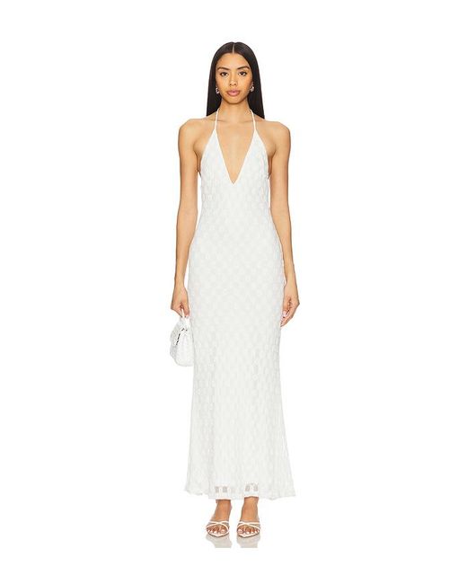 Bardot White Mesh-Midikleid Mit Trägern Adoni