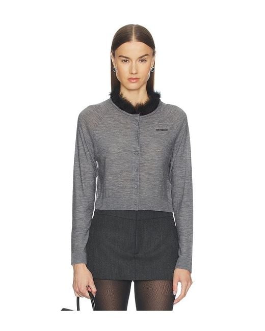 we11done Gray Feather Collar Cardigan