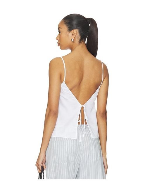 Leset White Yoko Tie Back Top