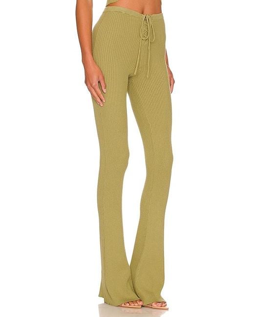Camila Coelho Green Artemis Lace Up Knit Pant