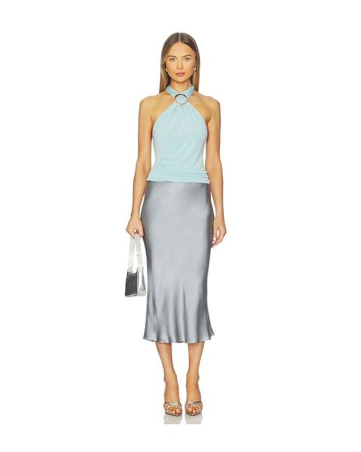 Peachy Den Blue Amelia Halter Top