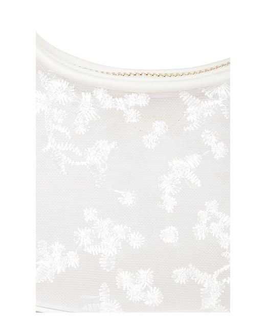 Jonathan Simkhai White Nixi Floral Embroidered Mesh Twist Handle Bag