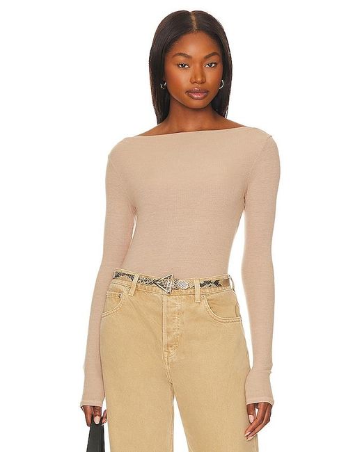 Enza Costa Silk Knit Boat Neck in Natural | Lyst UK