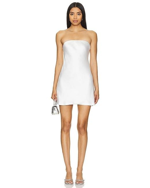 Norma Kamali White Bias Strapless Mini Dress