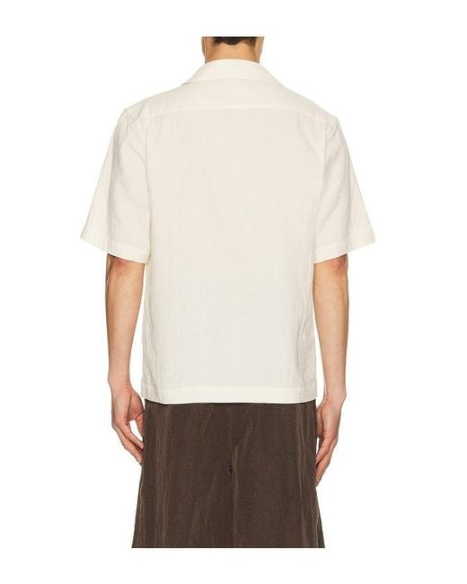 Commas White Embroidered Peonies Bowling Shirt for men