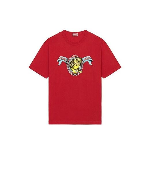 KENZO Red Jumping Tiger Classic T-Shirt for men
