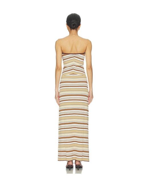 MINKPINK Metallic Vela Strapless Knit Midi Dress