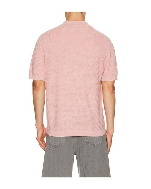 Theory Pink Brenan Pacific Linen Polo for men