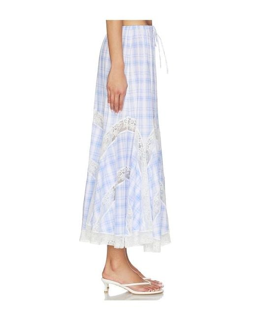 YUHAN WANG White Lace Trim Check Maxi Skirt