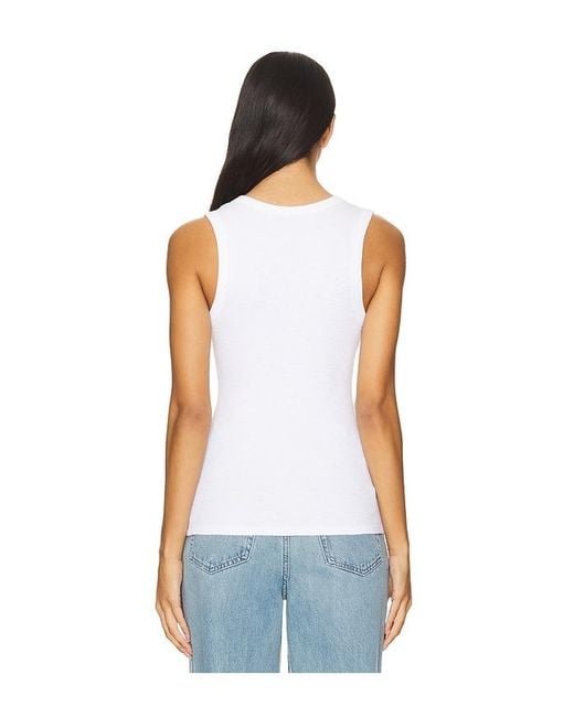 Enza Costa White Textured Rib Sleeveless U