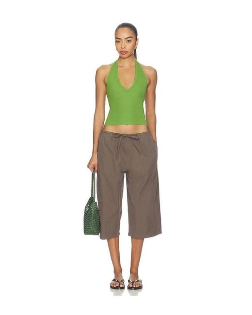 ÉTERNE Green Cropped Halter Top