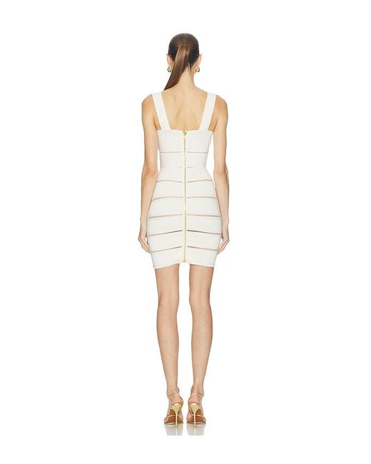 Balmain White Glitter Stripes Viscose Knit Dress