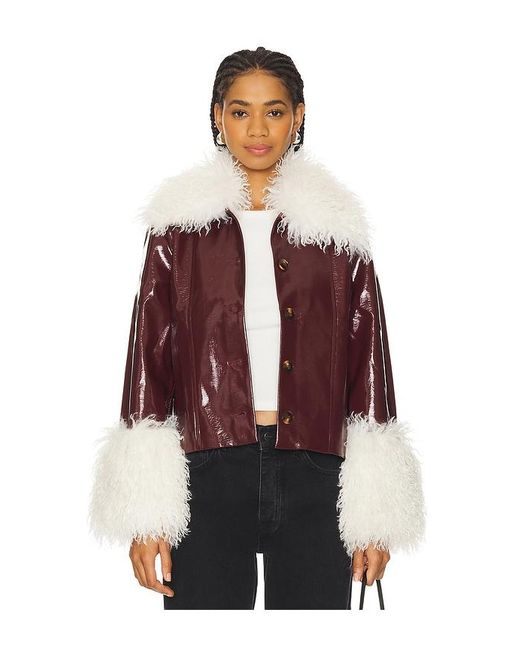 Kitri Red Bonnie Faux Fur Vinyl Jacket