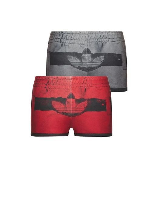 Adidas Originals Red Av Printed Shorts 2 Pack