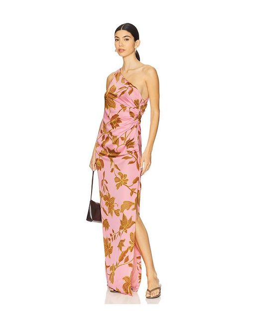 Rococo Sand White One Shoulder Ruched Maxi Dress