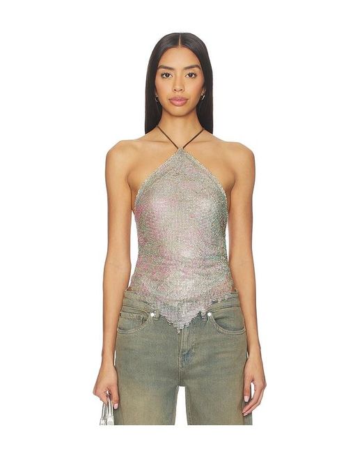 POSTER GIRL Multicolor Crystal Chainmail Halter Top